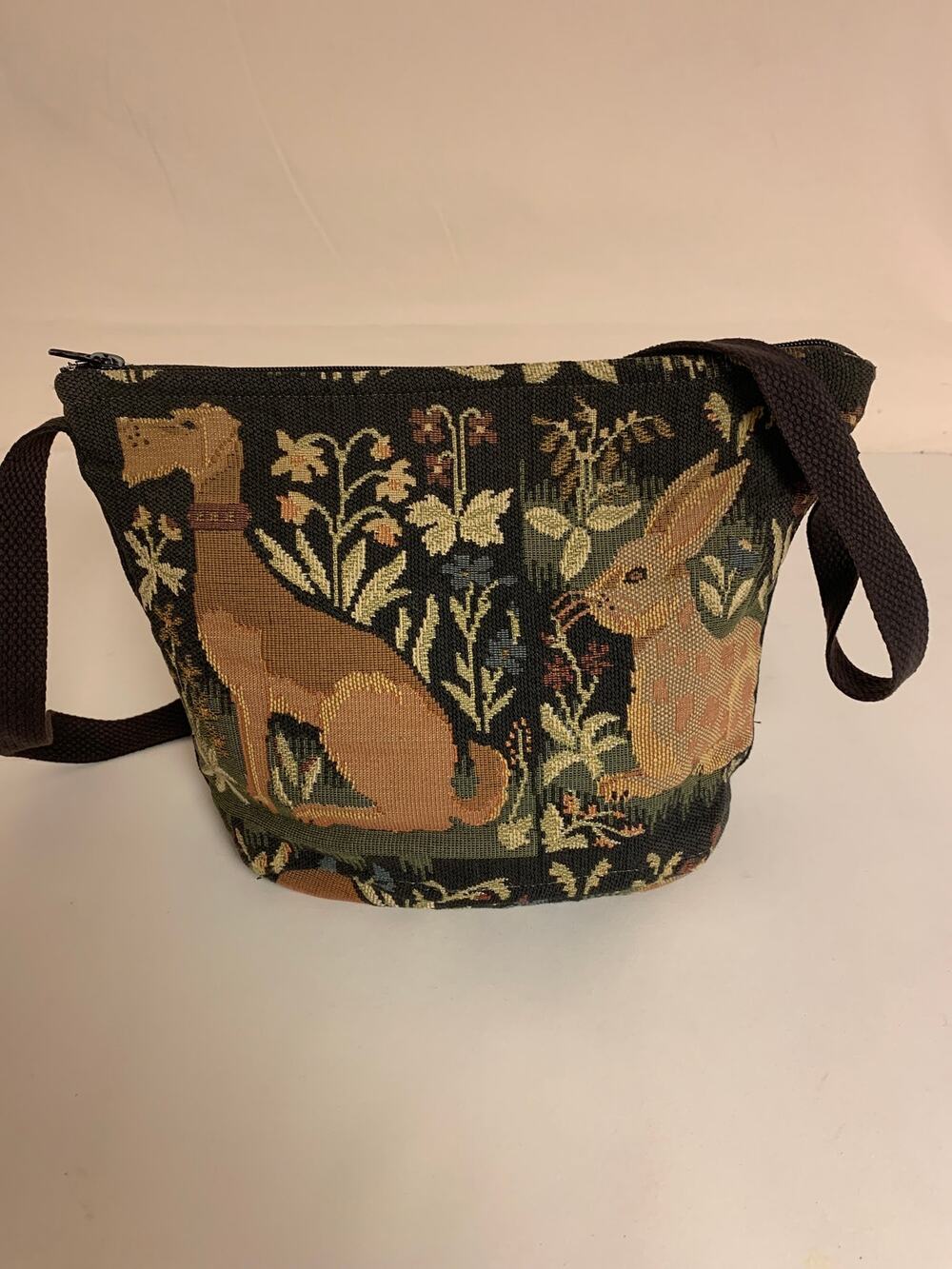 Doddle Bag Vintage Y2K Tapestry Shoulder Bag Woodland Animals Dark Millefleur